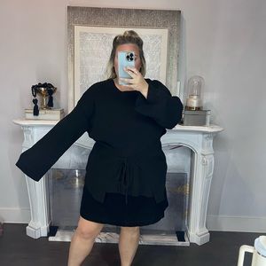 Black free people ribbed tie waist sweater